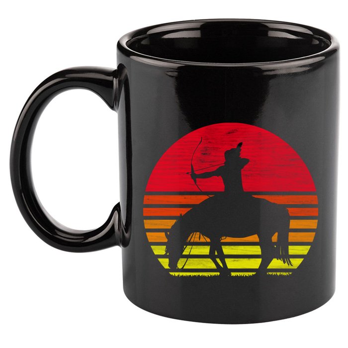 Retro Native American Horse Gift 11oz C Handle Ceramic Mug