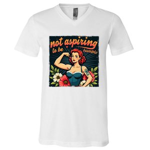 Retro Not Aspiring To Be Humble Feminist Woman Kamala Harris V-Neck T-Shirt