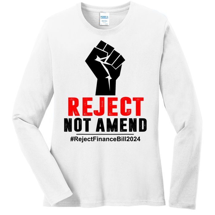 Reject Not Amend Reject Finance Bill 2024 Ladies Long Sleeve Shirt