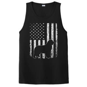 Retro Newfoundland American Flag Dog Dad Dog Mom PosiCharge Competitor Tank