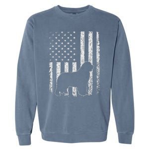 Retro Newfoundland American Flag Dog Dad Dog Mom Garment-Dyed Sweatshirt