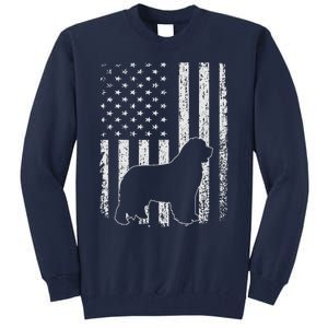 Retro Newfoundland American Flag Dog Dad Dog Mom Tall Sweatshirt