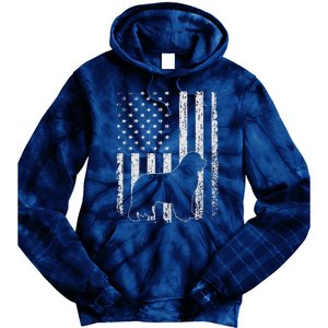 Retro Newfoundland American Flag Dog Dad Dog Mom Tie Dye Hoodie