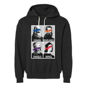 Renaissance Ninja Artists Poster Style Pop Art Garment-Dyed Fleece Hoodie