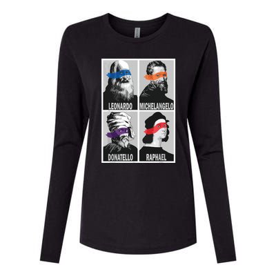 Renaissance Ninja Artists Poster Style Pop Art Womens Cotton Relaxed Long Sleeve T-Shirt