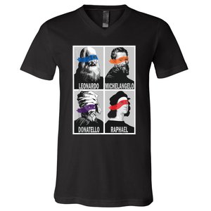 Renaissance Ninja Artists Poster Style Pop Art V-Neck T-Shirt