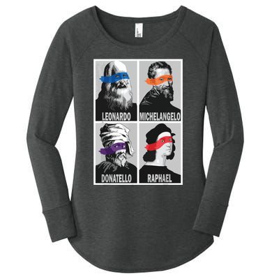 Renaissance Ninja Artists Poster Style Pop Art Women's Perfect Tri Tunic Long Sleeve Shirt