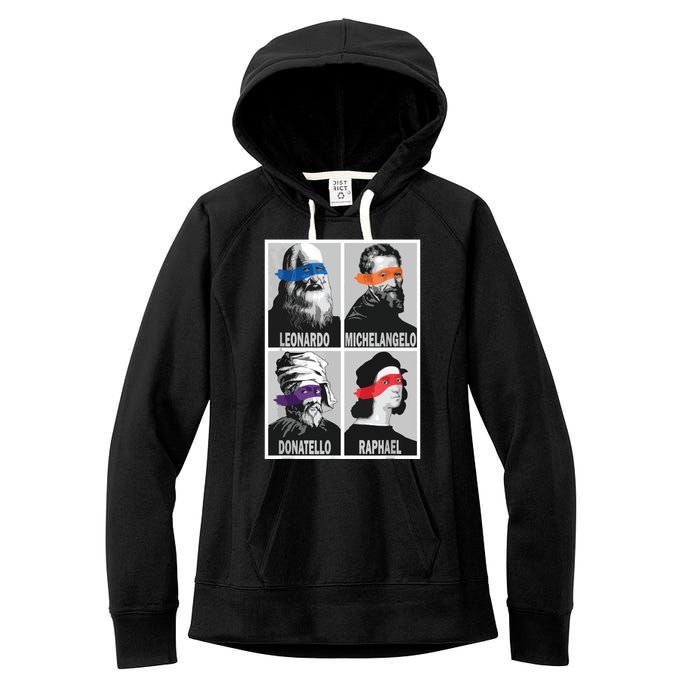 Renaissance Ninja Artists Poster Style Pop Art Women's Fleece Hoodie