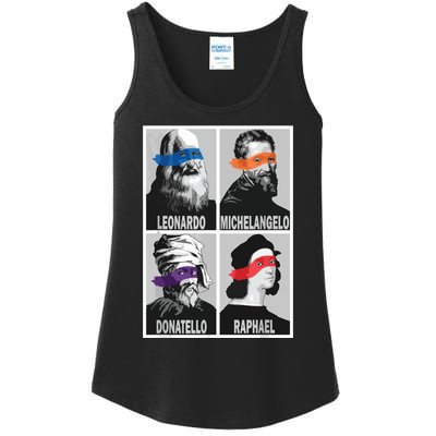 Renaissance Ninja Artists Poster Style Pop Art Ladies Essential Tank