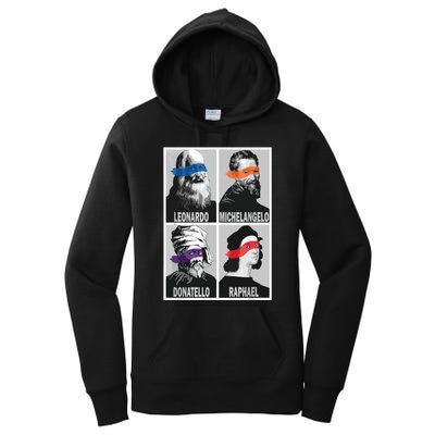 Renaissance Ninja Artists Poster Style Pop Art Women's Pullover Hoodie