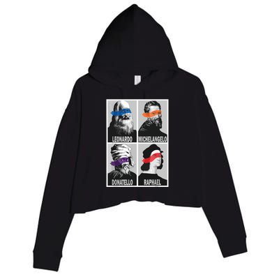 Renaissance Ninja Artists Poster Style Pop Art Crop Fleece Hoodie