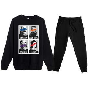 Renaissance Ninja Artists Poster Style Pop Art Premium Crewneck Sweatsuit Set