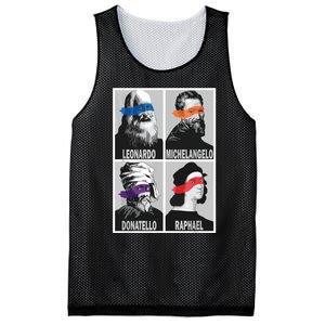 Renaissance Ninja Artists Poster Style Pop Art Mesh Reversible Basketball Jersey Tank