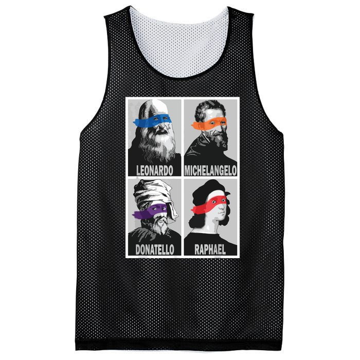 Renaissance Ninja Artists Poster Style Pop Art Mesh Reversible Basketball Jersey Tank