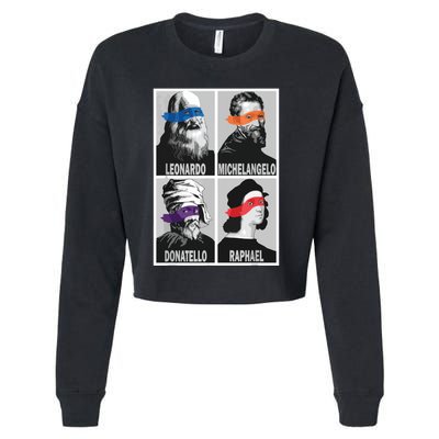 Renaissance Ninja Artists Poster Style Pop Art Cropped Pullover Crew