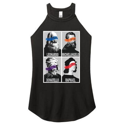 Renaissance Ninja Artists Poster Style Pop Art Women's Perfect Tri Rocker Tank