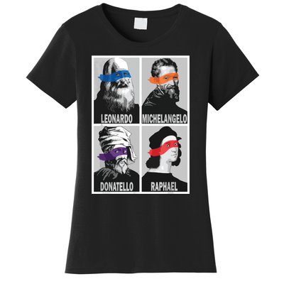 Renaissance Ninja Artists Poster Style Pop Art Women's T-Shirt