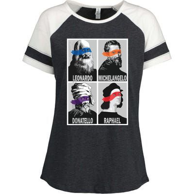 Renaissance Ninja Artists Poster Style Pop Art Enza Ladies Jersey Colorblock Tee