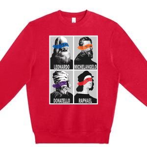 Renaissance Ninja Artists Poster Style Pop Art Premium Crewneck Sweatshirt