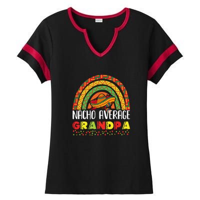 Rainbow Nacho Average Grandpa Mexican Dish Granddad Cinco De Mayo Ladies Halftime Notch Neck Tee