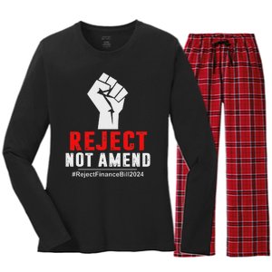 Reject Not Amend Reject Finance Bill 2024 Women's Long Sleeve Flannel Pajama Set 