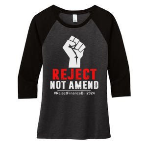 Reject Not Amend Reject Finance Bill 2024 Women's Tri-Blend 3/4-Sleeve Raglan Shirt