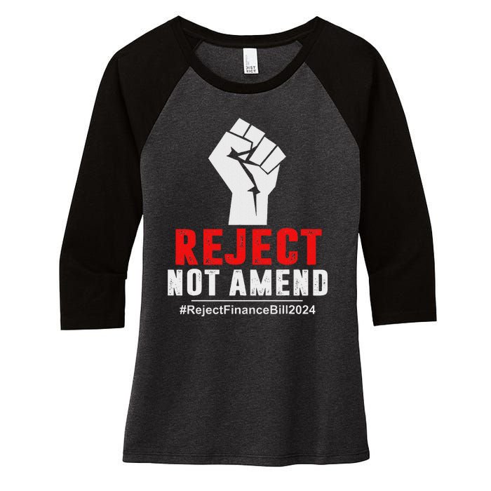 Reject Not Amend Reject Finance Bill 2024 Women's Tri-Blend 3/4-Sleeve Raglan Shirt