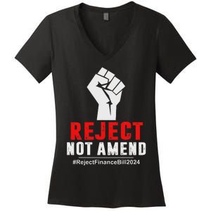 Reject Not Amend Reject Finance Bill 2024 Women's V-Neck T-Shirt