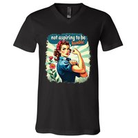 Retro Not Aspiring To Be Humble Kamala Harris Feminist Woman V-Neck T-Shirt