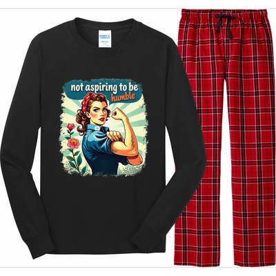 Retro Not Aspiring To Be Humble Kamala Harris Feminist Woman Long Sleeve Pajama Set