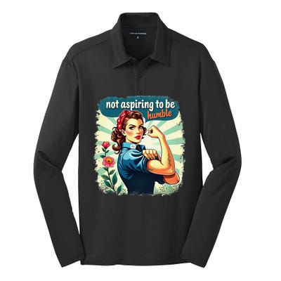 Retro Not Aspiring To Be Humble Kamala Harris Feminist Woman Silk Touch Performance Long Sleeve Polo