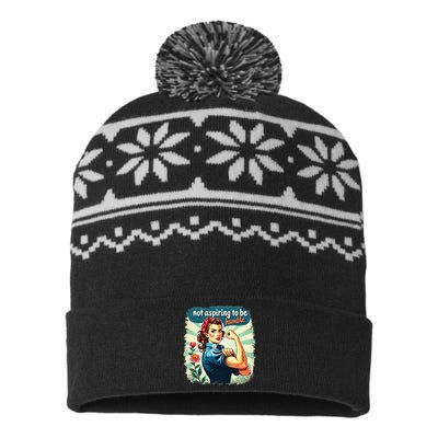 Retro Not Aspiring To Be Humble Kamala Harris Feminist Woman USA-Made Snowflake Beanie