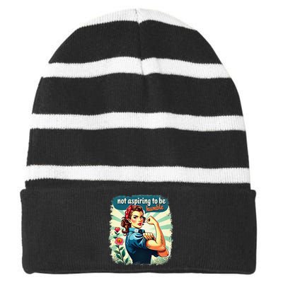 Retro Not Aspiring To Be Humble Kamala Harris Feminist Woman Striped Beanie with Solid Band