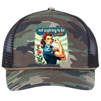 Retro Not Aspiring To Be Humble Kamala Harris Feminist Woman Retro Rope Trucker Hat Cap