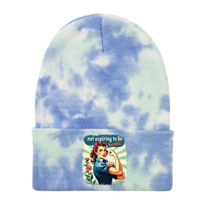 Retro Not Aspiring To Be Humble Kamala Harris Feminist Woman Tie Dye 12in Knit Beanie