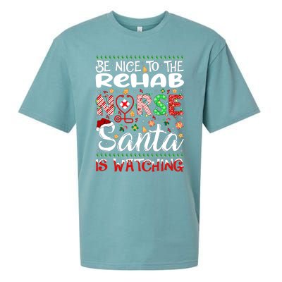 Rehab Nurse Be Nice To The Nurse Santa Is Watching Nurse Gift Sueded Cloud Jersey T-Shirt