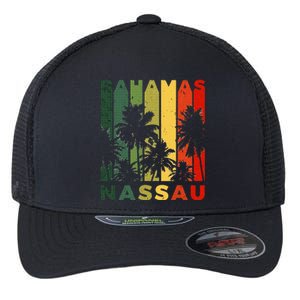 Retro Nassau Bahamas Beach Fan Palm Tree Cool Souvenir Flexfit Unipanel Trucker Cap