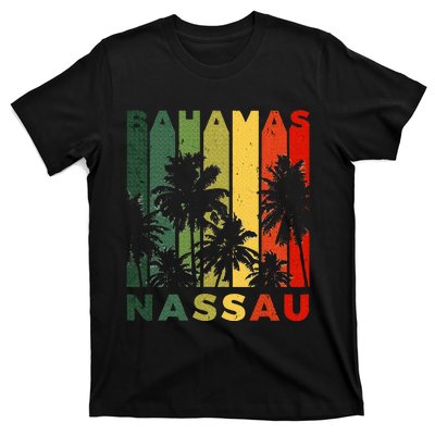 Retro Nassau Bahamas Beach Fan Palm Tree Cool Souvenir T-Shirt