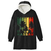 Retro Nassau Bahamas Beach Fan Palm Tree Cool Souvenir Hooded Wearable Blanket