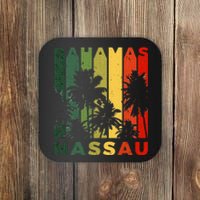 Retro Nassau Bahamas Beach Fan Palm Tree Cool Souvenir Coaster