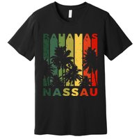 Retro Nassau Bahamas Beach Fan Palm Tree Cool Souvenir Premium T-Shirt