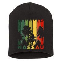 Retro Nassau Bahamas Beach Fan Palm Tree Cool Souvenir Short Acrylic Beanie