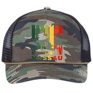 Retro Nassau Bahamas Beach Fan Palm Tree Cool Souvenir Retro Rope Trucker Hat Cap