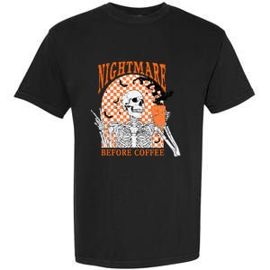 Retro Nightmare Before Coffee Skeleton Skull Halloween Garment-Dyed Heavyweight T-Shirt