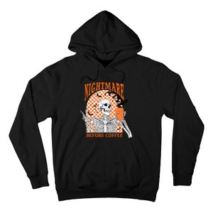 Retro Nightmare Before Coffee Skeleton Skull Halloween Hoodie