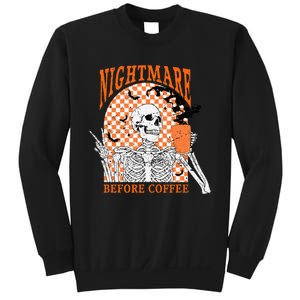 Retro Nightmare Before Coffee Skeleton Skull Halloween Sweatshirt