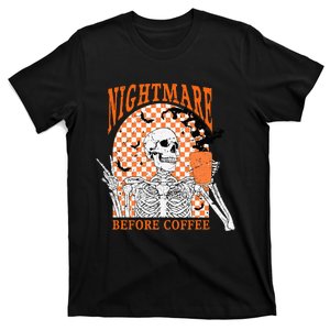 Retro Nightmare Before Coffee Skeleton Skull Halloween T-Shirt