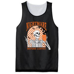 Retro Nightmare Before Coffee Skeleton Skull Halloween Mesh Reversible Basketball Jersey Tank