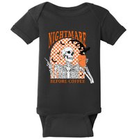 Retro Nightmare Before Coffee Skeleton Skull Halloween Baby Bodysuit