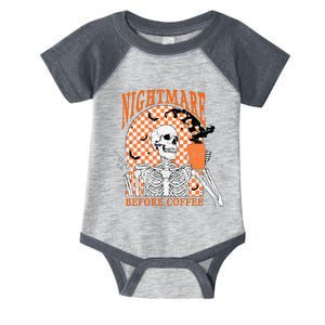 Retro Nightmare Before Coffee Skeleton Skull Halloween Infant Baby Jersey Bodysuit